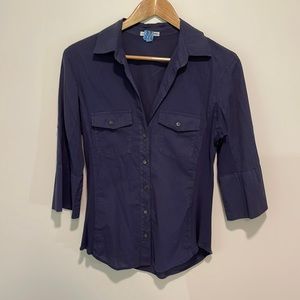 James Perse 3/4 Sleeve Side Slub Panel in Navy-Great Condition.